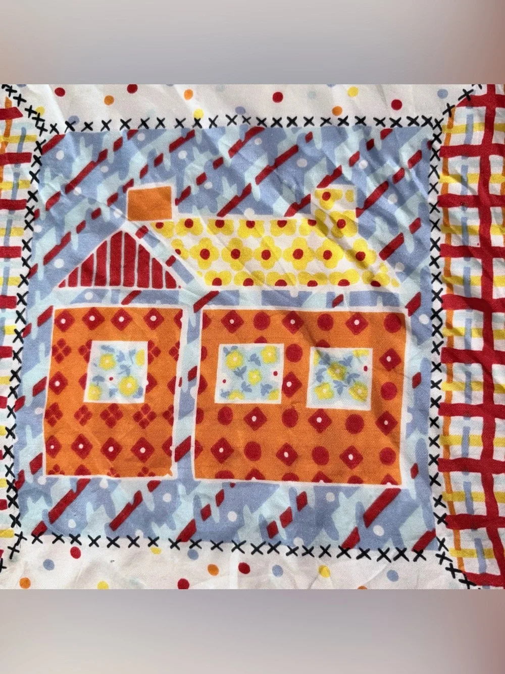 Vintage 80s Gloria Vanderbilt signature silk scarf Italy house cute cottages 25”